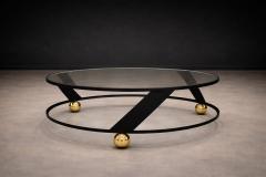 Round Coffee Table in Plated Painted Metal with Glass Top 1960s Lot 416 - 4624884
