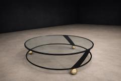 Round Coffee Table in Plated Painted Metal with Glass Top 1960s Lot 416 - 4624886