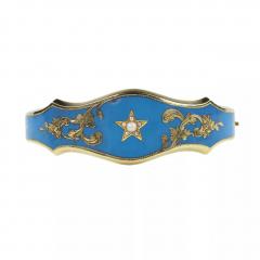 Russian Gold Bracelet With Turquoise Enamel And Pearls 19th Century - 4780062