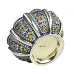 Russian Silver Bowl With Plique A Jour Enamel Khlebnikov Firm Moscow - 4781835