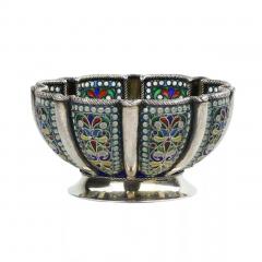 Russian Silver Bowl With Plique A Jour Enamel Khlebnikov Firm Moscow - 4781837