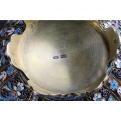 Russian Silver Sugar Bowl In Cloisonne Enamel Russia Moscow 1896 1908 - 4781993