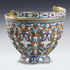 Russian Silver Sugar Bowl In Cloisonne Enamel Russia Moscow 1896 1908 - 4781996