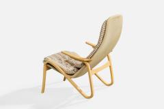 Sam Larsson Sam Larsson Lounge Chairs with Wood Canvas and Fabric Sweden 1970s - 4770487
