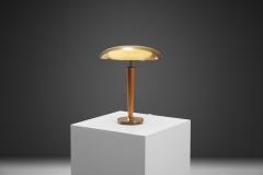 Scandinavian Brass and Pine Wood Table Lamp Scandinavia ca 1940s - 2916718