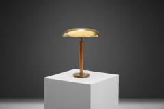 Scandinavian Brass and Pine Wood Table Lamp Scandinavia ca 1940s - 2916722