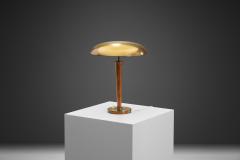 Scandinavian Brass and Pine Wood Table Lamp Scandinavia ca 1940s - 2916723