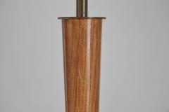 Scandinavian Brass and Pine Wood Table Lamp Scandinavia ca 1940s - 2916727