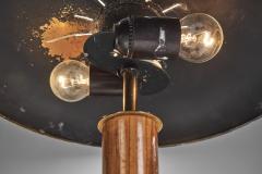 Scandinavian Brass and Pine Wood Table Lamp Scandinavia ca 1940s - 2933188