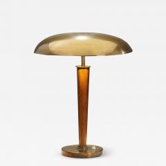 Scandinavian Brass and Pine Wood Table Lamp Scandinavia ca 1940s - 2933414