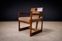 Sergio Rodrigues Cuiaba Dining Chair with Armrests in Hardwood Fabric Lot 672 - 4624612