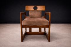 Sergio Rodrigues Cuiaba Dining Chair with Armrests in Hardwood Fabric Lot 672 - 4624614