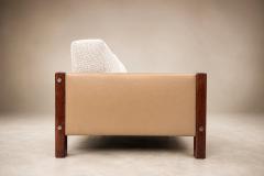 Sergio Rodrigues Sergio Rodrigues Millor Sofa in Rosewood Leather Textured Fabric 1960s - 4802218