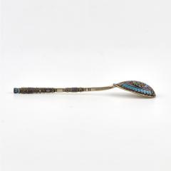 Set Of Six Cloisonne Enamel Silver Teaspoons In A Presentation Case  - 4782052