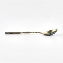 Set Of Six Cloisonne Enamel Silver Teaspoons In A Presentation Case  - 4782053