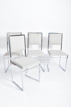 Set of 4 Willy Rizzo style chromed chairs 1970s  - 4539652
