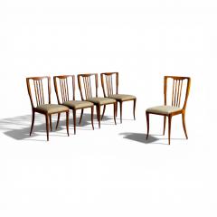 Set of 5 Dining Chairs in Caviuna Wood Fabric Giuseppe Scapinelli 1950s - 4801830