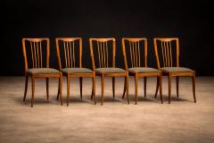 Set of 5 Dining Chairs in Caviuna Wood Fabric Giuseppe Scapinelli 1950s - 4801832