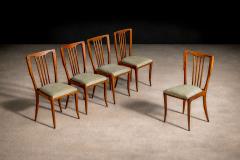 Set of 5 Dining Chairs in Caviuna Wood Fabric Giuseppe Scapinelli 1950s - 4801833
