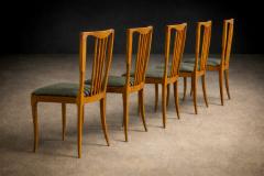 Set of 5 Dining Chairs in Caviuna Wood Fabric Giuseppe Scapinelli 1950s - 4801834