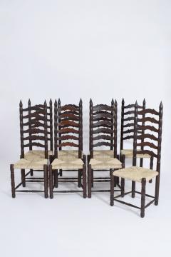 Set of 8 high back chairs 1950s  - 4539170