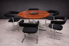 Set of Five Armchairs in Chrome and Black Fabric Pozza Moveis 1960s - 4801758