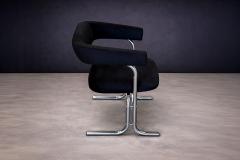 Set of Five Armchairs in Chrome and Black Fabric Pozza Moveis 1960s - 4801759
