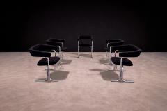 Set of Five Armchairs in Chrome and Black Fabric Pozza Moveis 1960s - 4801760