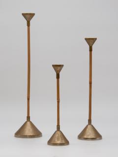 Set of three Bamboo and Brass Candlesticks - 1713618