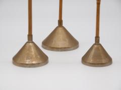 Set of three Bamboo and Brass Candlesticks - 1713620