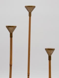 Set of three Bamboo and Brass Candlesticks - 1713621