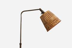 Sigfried Giedion Hin Bredendieck Floor Lamp with Bronze and Rattan 1930s - 4771815