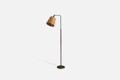 Sigfried Giedion Hin Bredendieck Floor Lamp with Bronze and Rattan 1930s - 4771816