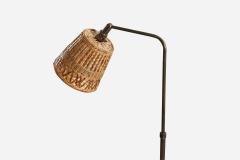 Sigfried Giedion Hin Bredendieck Floor Lamp with Bronze and Rattan 1930s - 4771817