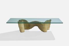 Silas Seandel Coffee Table with Enameled Metal and Glass USA 1970s - 4771854