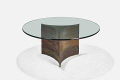 Silas Seandel Coffee Table with Enamelled Metal and Glass USA 1970s - 4771824