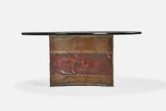 Silas Seandel Coffee Table with Enamelled Metal and Glass USA 1970s - 4771825