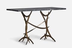 Silas Seandel Freeform Console Table with Bronzed Steel and Marble USA 1970s - 4771829