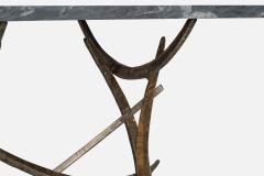 Silas Seandel Freeform Console Table with Bronzed Steel and Marble USA 1970s - 4771831