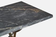 Silas Seandel Freeform Console Table with Bronzed Steel and Marble USA 1970s - 4771832