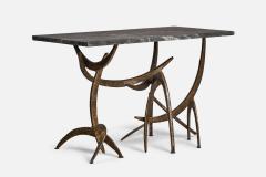 Silas Seandel Freeform Console with Bronzed Steel and Marble USA 1970s - 4771834