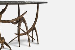Silas Seandel Freeform Console with Bronzed Steel and Marble USA 1970s - 4771835