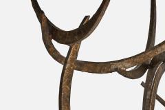 Silas Seandel Freeform Console with Bronzed Steel and Marble USA 1970s - 4771836