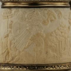 Silver Beer Tankard With Atlas And Carved Ivory Religious Scenes Lubeck - 4781552
