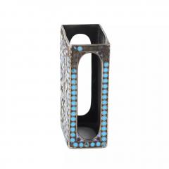 Silver Filigree And Polychrome Enamel Vesta Case  - 4781721