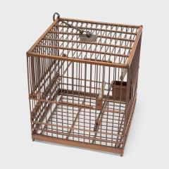 Square Bamboo Birdcage with Burl Inlay Cup - 4165408