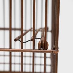 Square Bamboo Birdcage with Burl Inlay Cup - 4165409