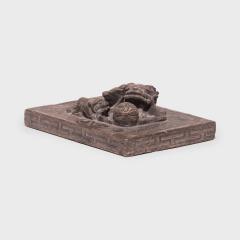 Stone Shoemakers Weight with Mother Cub and Embroidered Ball - 4165329