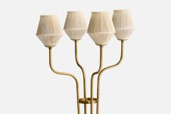 Swedish Designer Floor Lamp with Brass and Fabric Sweden 1940s - 4775976