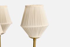 Swedish Designer Floor Lamp with Brass and Fabric Sweden 1940s - 4775977